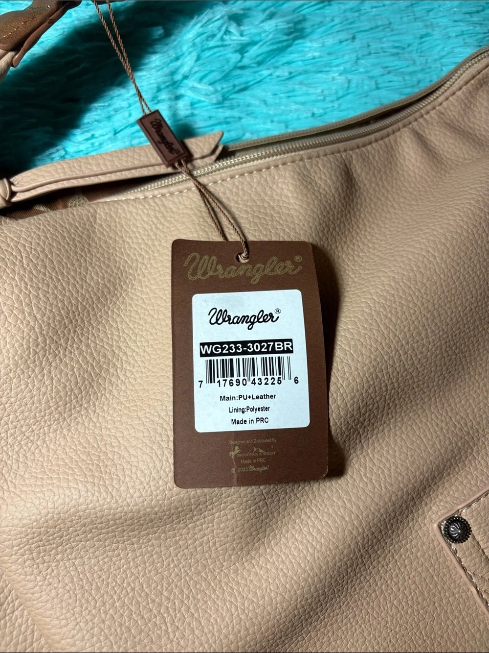Wrangler By Montana West Aztec Embroidered Large Hobo Bag PU +Leather NWT